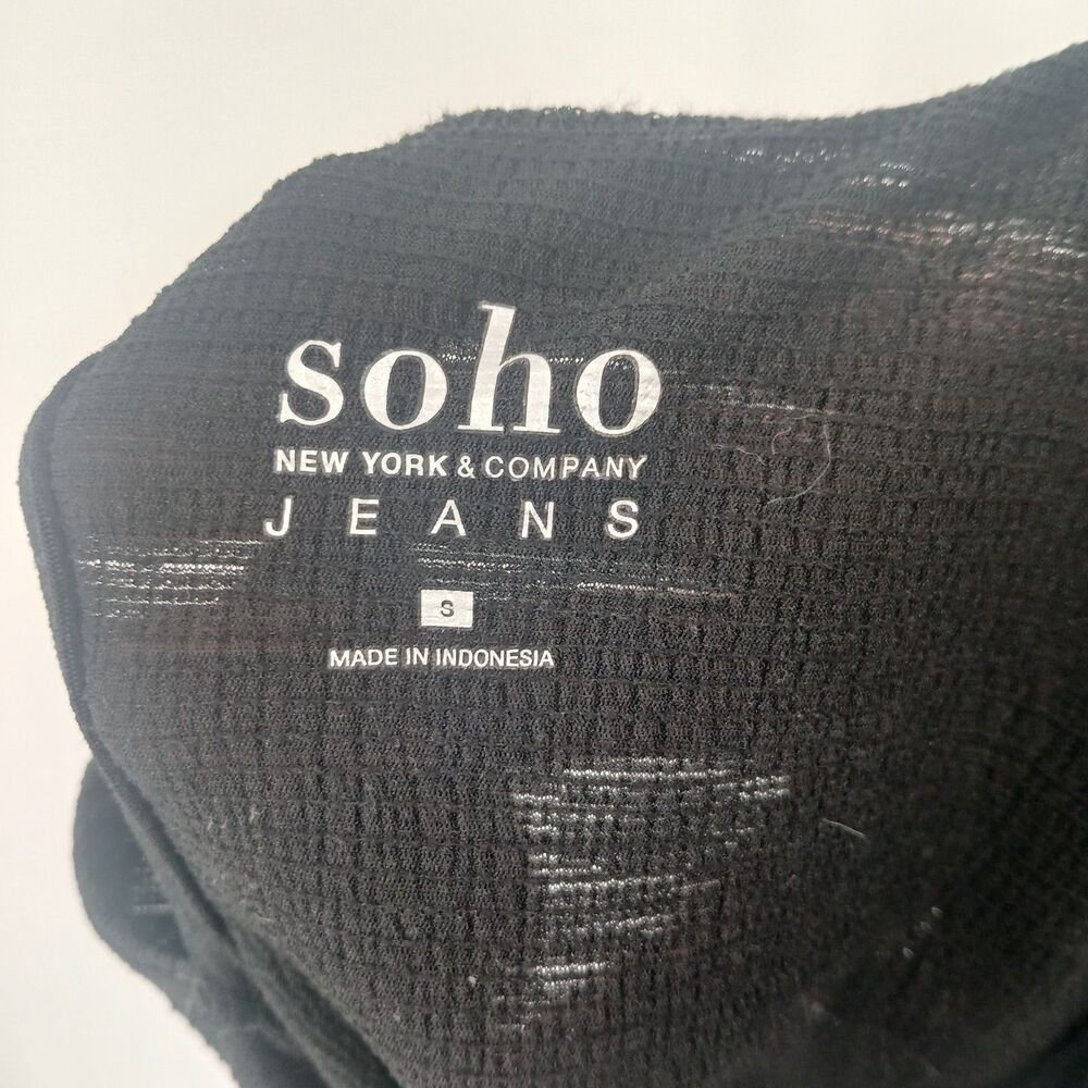 New York & Company Soho Jeans Sheer Mesh Sleeve Top Womens S Black Boho Chic - Picture 6 of 6